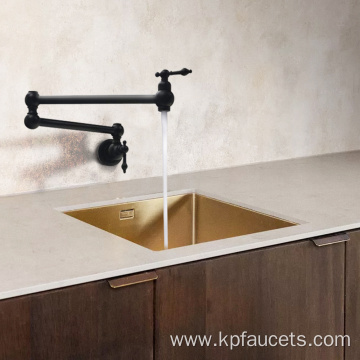 Wall Mounted Pot Filler Brass Black Faucet